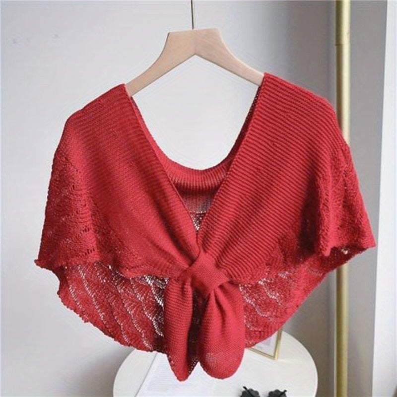 Fashion Shawl Ladies Hollow Knitting Cape Outer Small Shawl Knitted Vest Shoulder Scarf For Women