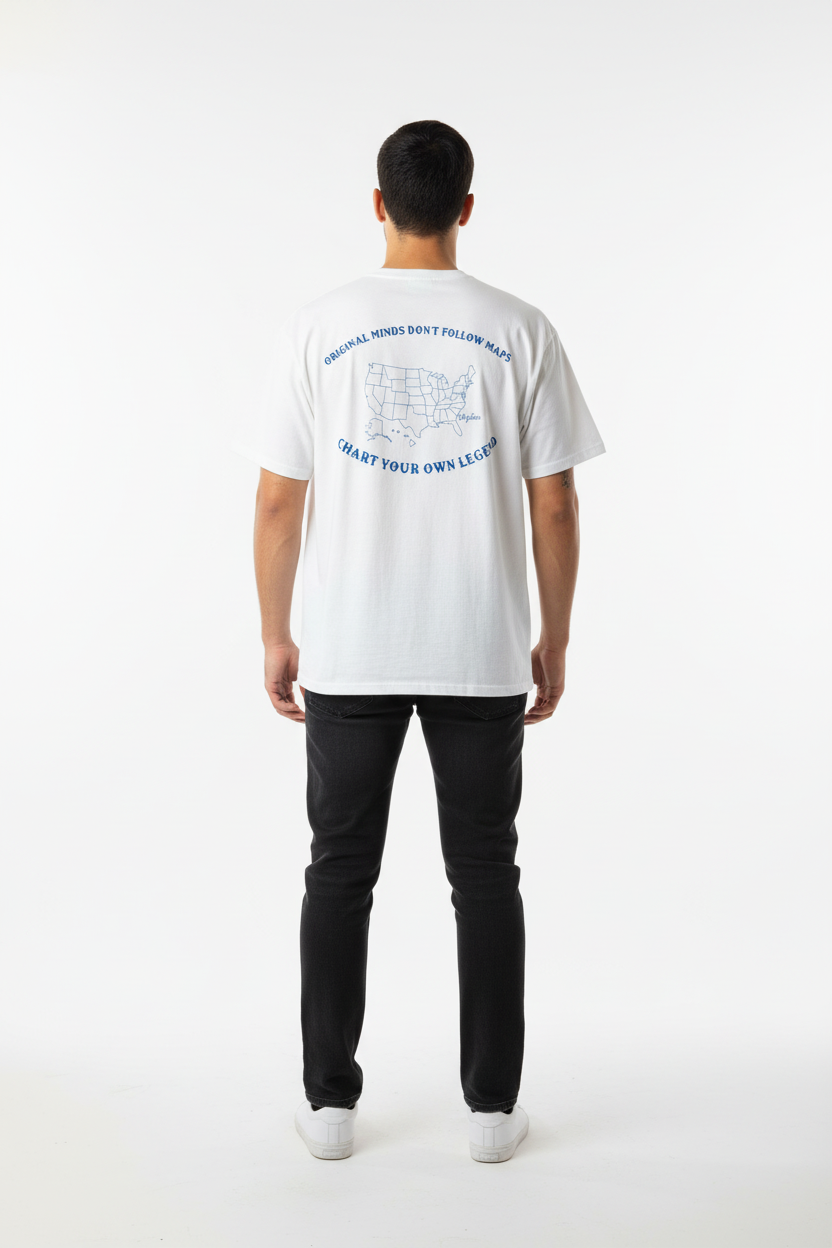Umpteen Original Minds Don't Follow Maps tee men's mock photo