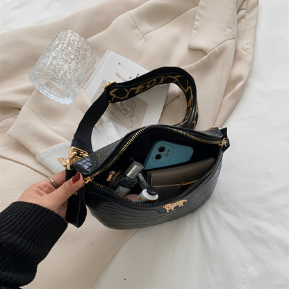 Stylish Crocodile-Embossed Chain Waist Bag | Secure Zip & Versatile Use | Faux Leather Fanny/Chest Pack for Girls with Polyester Lining