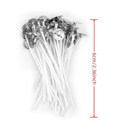 50pcs 2.6-20cm Premium Smokeless Candle Wicks - Pure Cotton Core for DIY Candle Making, Pre-Waxed, Party Supplies, Easy to Use, High-Quality, and Durable