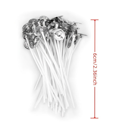 50pcs 2.6-20cm Premium Smokeless Candle Wicks - Pure Cotton Core for DIY Candle Making, Pre-Waxed, Party Supplies, Easy to Use, High-Quality, and Durable