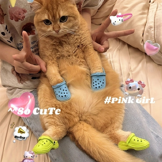 4-Piece Cute Candy-Colored Pet Boots For Dogs & Cats - Breathable, Anti-Slip & Scratch-Resistant - Perfect For Christmas, Halloween, Thanksgiving Cute Dog Shoes For Dogs Little Boots For Dogs