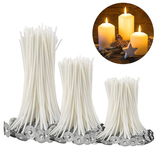 50pcs 2.6-20cm Premium Smokeless Candle Wicks - Pure Cotton Core for DIY Candle Making, Pre-Waxed, Party Supplies, Easy to Use, High-Quality, and Durable