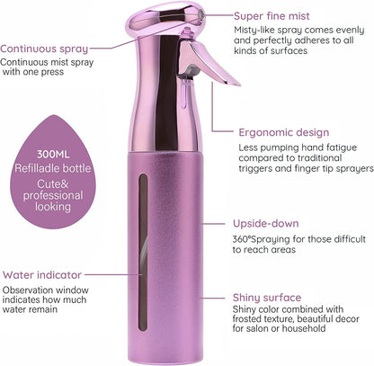 1pcs 300ml Electroplating Continuous Spray Bottle Automatic High-pressure Spray Bottle Hairdressing Alcohol Disinfection Spray Bottle