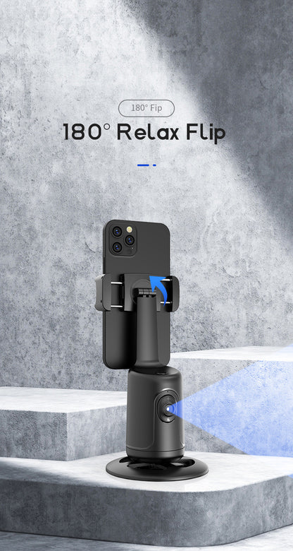Auto Face Tracking Tripod, No App Required, 360° Rotation Face Body Phone Mount Smart Shooting Phone Tracking Holder for Vlog Live Streaming Video, Rechargeable Battery, Black