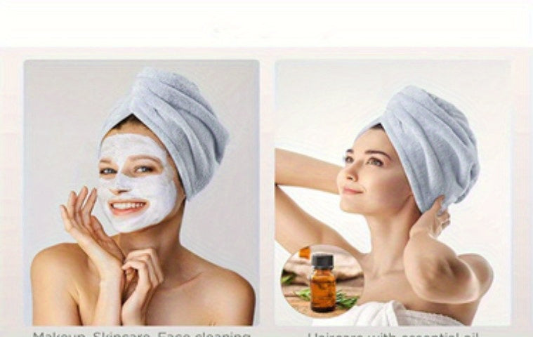 Super Absorbent Microfiber Hair Towel - Quick Drying Hair Wrap Cap with Soft Headband for Frizz-Free Hair