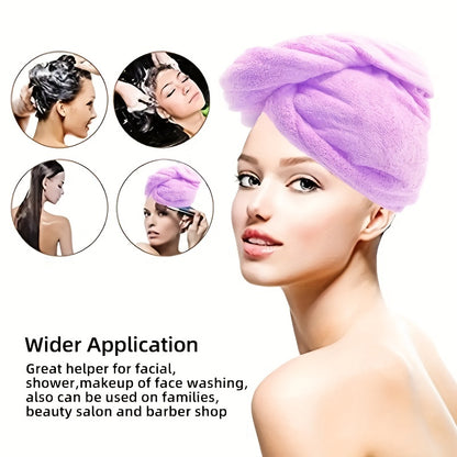 Super Absorbent Microfiber Hair Towel - Quick Drying Hair Wrap Cap with Soft Headband for Frizz-Free Hair
