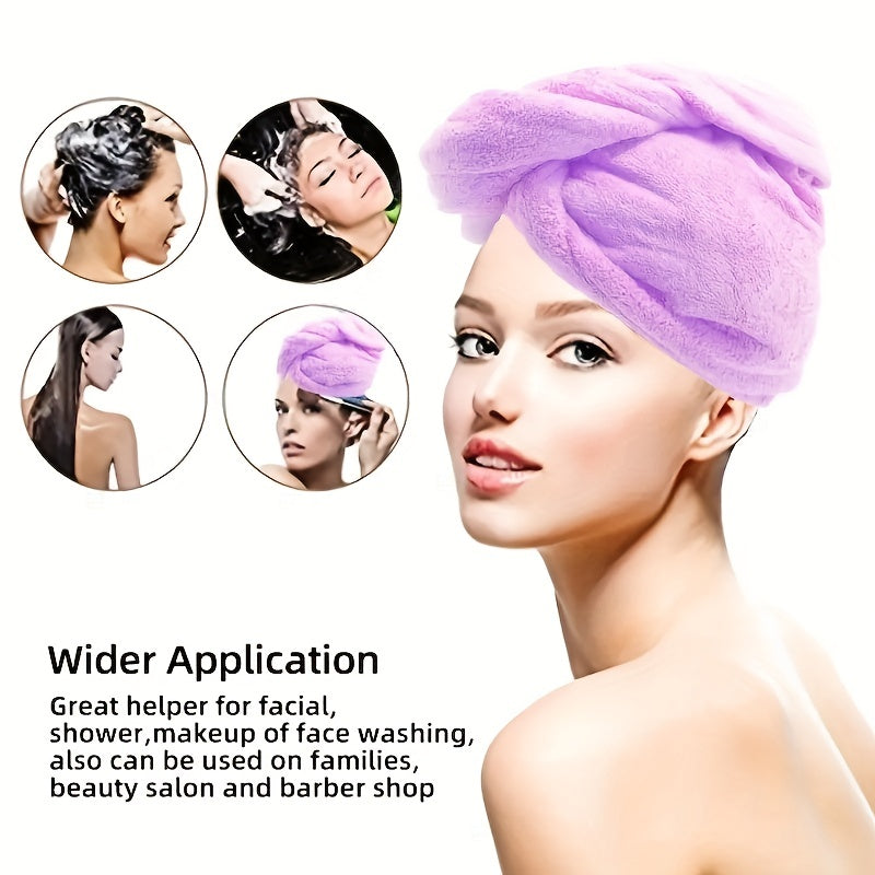 Super Absorbent Microfiber Hair Towel - Quick Drying Hair Wrap Cap with Soft Headband for Frizz-Free Hair