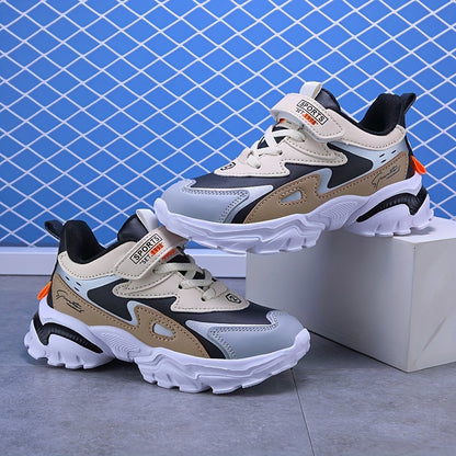 Boys Soft-soled Sneakers, Lightweight Breathable Non-slip Hook-and-loop Fastener Casual Shoes