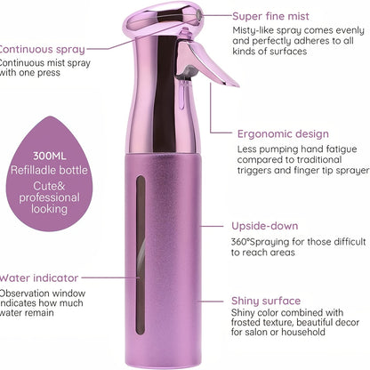 1pcs 300ml Electroplating Continuous Spray Bottle Automatic High-pressure Spray Bottle Hairdressing Alcohol Disinfection Spray Bottle