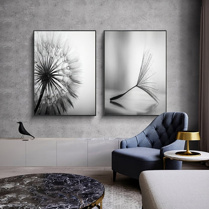 3pcs Black White Dandelion Flower Wall Poster, Wall Canvas, Canvas Painting, 15.7*23.6in Frameless