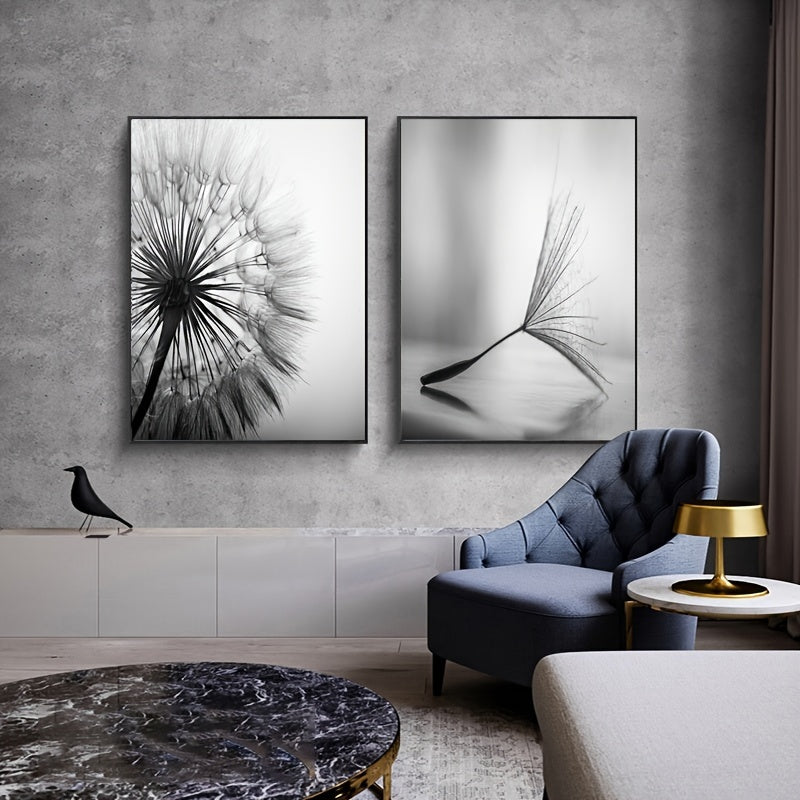 3pcs Black White Dandelion Flower Wall Poster, Wall Canvas, Canvas Painting, 15.7*23.6in Frameless