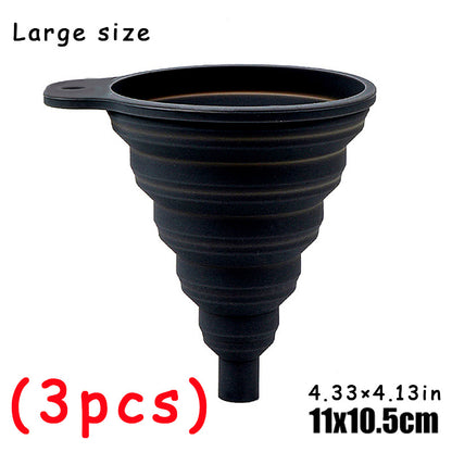 [Large Size] Car Engine Oil Funnel, Car Universal Silicone Liquid Funnel, Foldable Portable Car Oil Change Funnel, Telescopic Long Neck Liquid Funnel