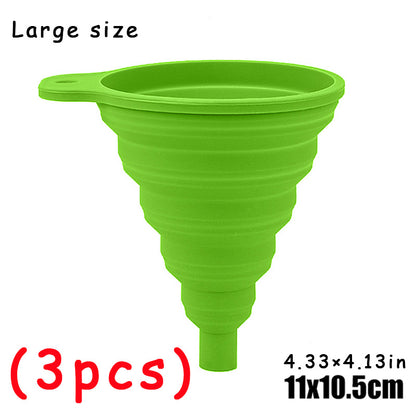 [Large Size] Car Engine Oil Funnel, Car Universal Silicone Liquid Funnel, Foldable Portable Car Oil Change Funnel, Telescopic Long Neck Liquid Funnel