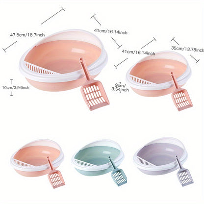 Pet Semi-Enclosed Cat Litter Box Detachable Cat Toilet with Cat Litter Shovel