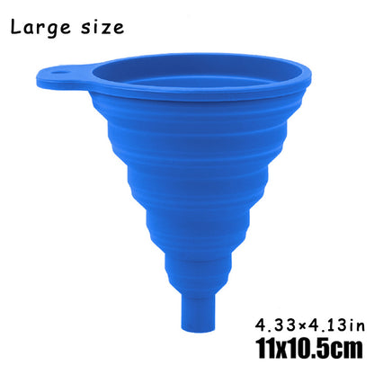 [Large Size] Car Engine Oil Funnel, Car Universal Silicone Liquid Funnel, Foldable Portable Car Oil Change Funnel, Telescopic Long Neck Liquid Funnel