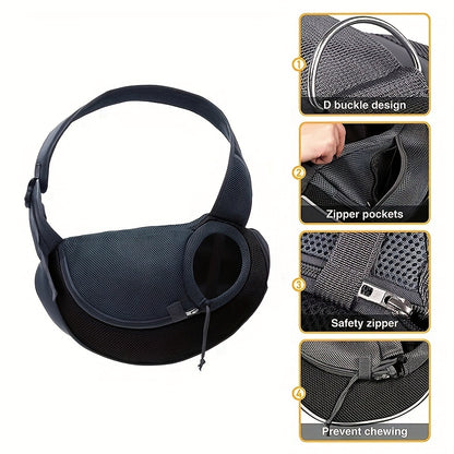 High-Visibility Reflective Pet Sling Carrier - Soft-Breathable Mesh, Secure Travel Companion for Puppies, Kittens & Small Animals - Perfect for Outdoor Adventures
