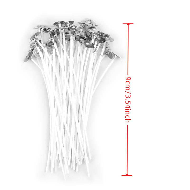 50pcs 2.6-20cm Premium Smokeless Candle Wicks - Pure Cotton Core for DIY Candle Making, Pre-Waxed, Party Supplies, Easy to Use, High-Quality, and Durable