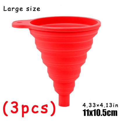 [Large Size] Car Engine Oil Funnel, Car Universal Silicone Liquid Funnel, Foldable Portable Car Oil Change Funnel, Telescopic Long Neck Liquid Funnel