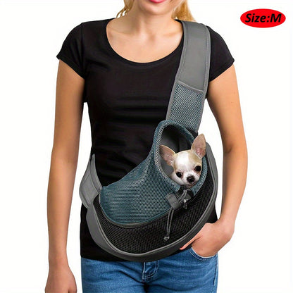High-Visibility Reflective Pet Sling Carrier - Soft-Breathable Mesh, Secure Travel Companion for Puppies, Kittens & Small Animals - Perfect for Outdoor Adventures