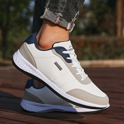 VanWeir Men'S Lightweight Running Sneakers - Navy Blue & Brown Two-Tone Design, Breathable Mesh Lining, Stability Support, MD/TPR Sole for Outdoor Training, Hiking & Casual Wear, Hiking Footwear, Modern Sneakers, Comfortable