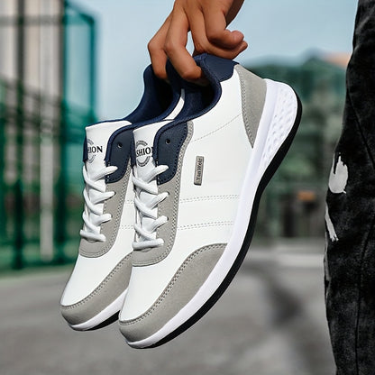 VanWeir Men'S Lightweight Running Sneakers - Navy Blue & Brown Two-Tone Design, Breathable Mesh Lining, Stability Support, MD/TPR Sole for Outdoor Training, Hiking & Casual Wear, Hiking Footwear, Modern Sneakers, Comfortable