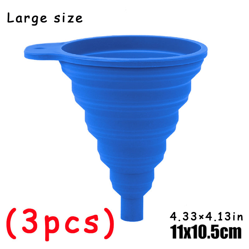 [Large Size] Car Engine Oil Funnel, Car Universal Silicone Liquid Funnel, Foldable Portable Car Oil Change Funnel, Telescopic Long Neck Liquid Funnel