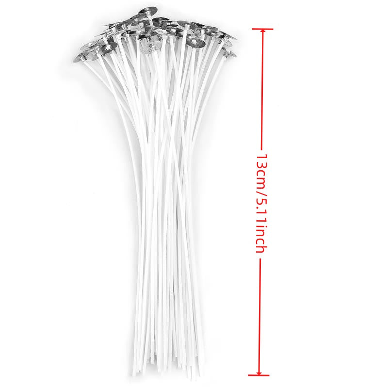 50pcs 2.6-20cm Premium Smokeless Candle Wicks - Pure Cotton Core for DIY Candle Making, Pre-Waxed, Party Supplies, Easy to Use, High-Quality, and Durable