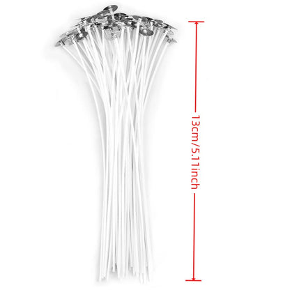 50pcs 2.6-20cm Premium Smokeless Candle Wicks - Pure Cotton Core for DIY Candle Making, Pre-Waxed, Party Supplies, Easy to Use, High-Quality, and Durable