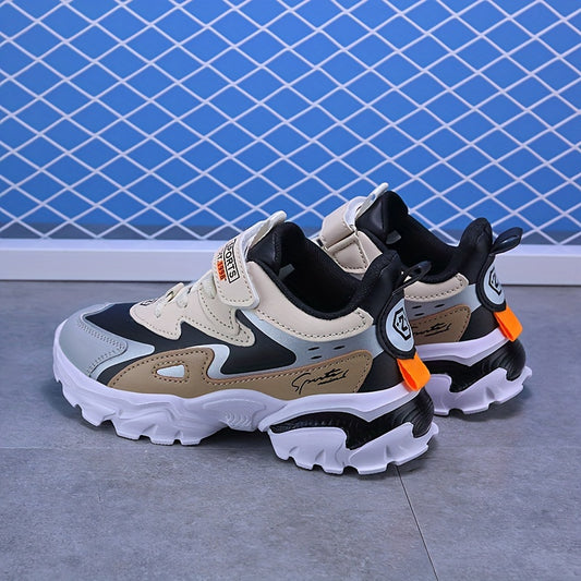 Boys Soft-soled Sneakers, Lightweight Breathable Non-slip Hook-and-loop Fastener Casual Shoes