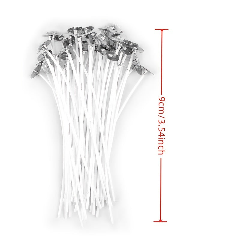 50pcs 2.6-20cm Premium Smokeless Candle Wicks - Pure Cotton Core for DIY Candle Making, Pre-Waxed, Party Supplies, Easy to Use, High-Quality, and Durable
