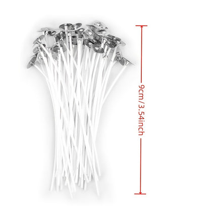 50pcs 2.6-20cm Premium Smokeless Candle Wicks - Pure Cotton Core for DIY Candle Making, Pre-Waxed, Party Supplies, Easy to Use, High-Quality, and Durable