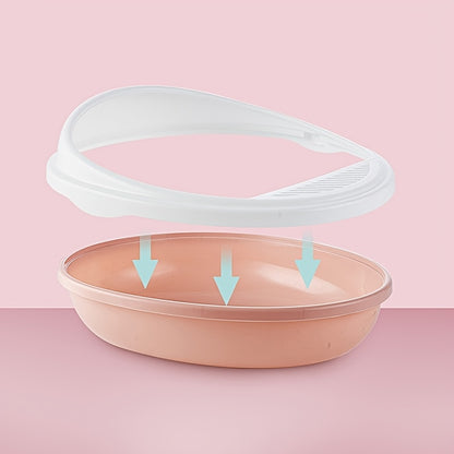 Pet Semi-Enclosed Cat Litter Box Detachable Cat Toilet with Cat Litter Shovel