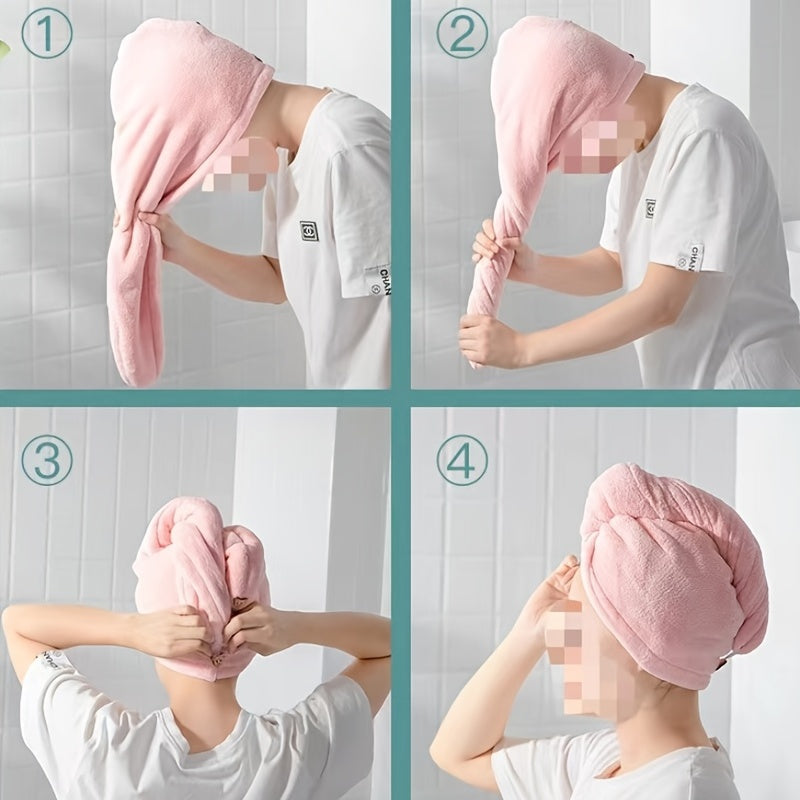 Super Absorbent Microfiber Hair Towel - Quick Drying Hair Wrap Cap with Soft Headband for Frizz-Free Hair