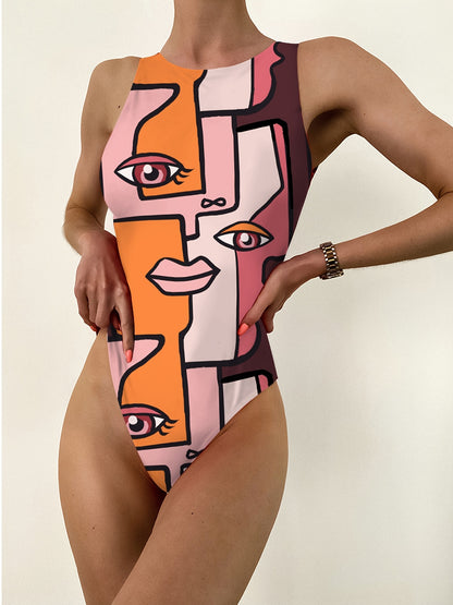 Womens Flattering High Cut One Piece Swimsuit - Tummy Control, Ultra-Stretchy, Chic Round Neck - Versatile Beachwear Bathing Suit for a Sleek, Stylish Look