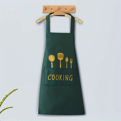 1Pc Apron, Waterproof And Oil-proof Apron With Pockets, For Coffee Bar, Restaurant, Adjustable Multipurpose Apron, 28.3in/25.5in