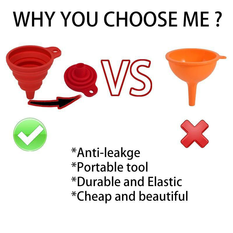 [Large Size] Car Engine Oil Funnel, Car Universal Silicone Liquid Funnel, Foldable Portable Car Oil Change Funnel, Telescopic Long Neck Liquid Funnel