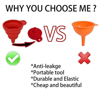 [Large Size] Car Engine Oil Funnel, Car Universal Silicone Liquid Funnel, Foldable Portable Car Oil Change Funnel, Telescopic Long Neck Liquid Funnel