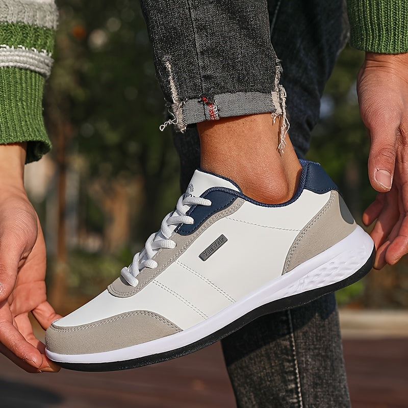 VanWeir Men'S Lightweight Running Sneakers - Navy Blue & Brown Two-Tone Design, Breathable Mesh Lining, Stability Support, MD/TPR Sole for Outdoor Training, Hiking & Casual Wear, Hiking Footwear, Modern Sneakers, Comfortable