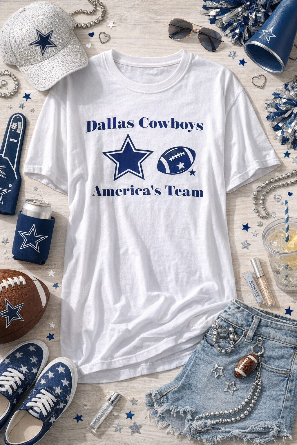  "Umpteen oversized Dallas Cowboys custom design white t-shirt front | Umpteen Things"