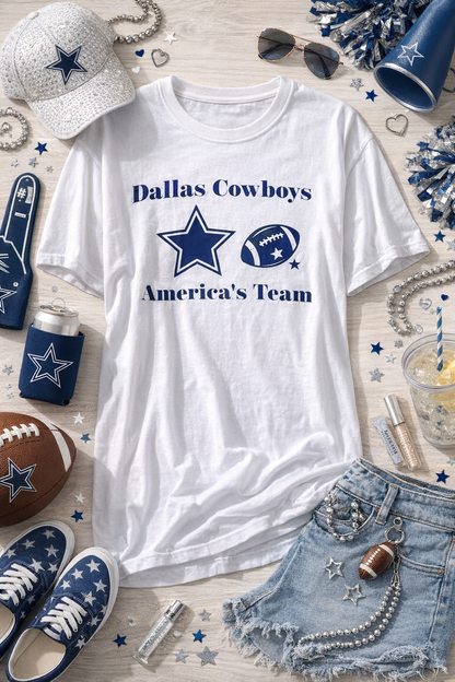  "Umpteen oversized Dallas Cowboys custom design white t-shirt front | Umpteen Things"