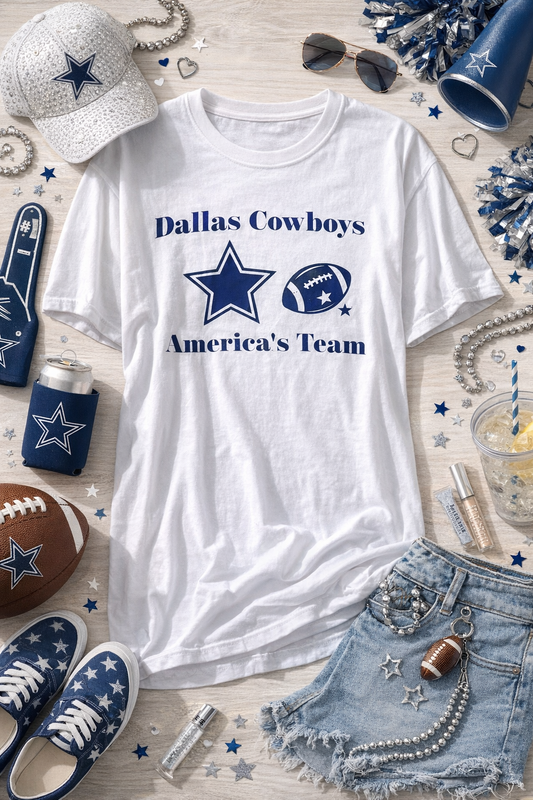  "Umpteen oversized Dallas Cowboys custom design white t-shirt front | Umpteen Things"