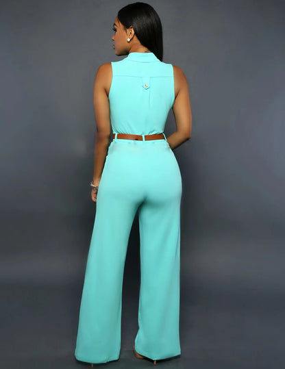 Jumpsuit Women 2021 Europe New single-breasted High Waist Belt wide-legged Pants Jumpsuits Rompers Womens Slim Jumpsuits ZSW2197