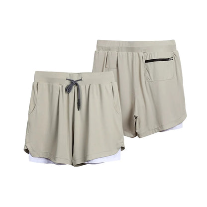 Gym Clothing Men Quick Dry 2 in 1 Gym Shorts Men Polyester Spandex Breathable Shorts Men Liner Running Fitness Shorts