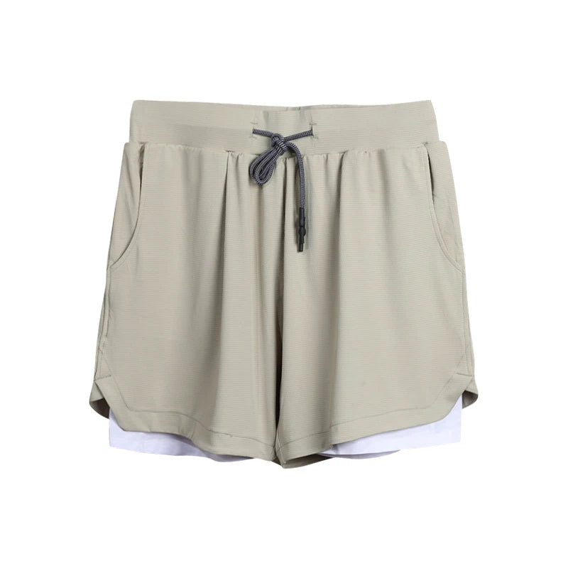 Gym Clothing Men Quick Dry 2 in 1 Gym Shorts Men Polyester Spandex Breathable Shorts Men Liner Running Fitness Shorts