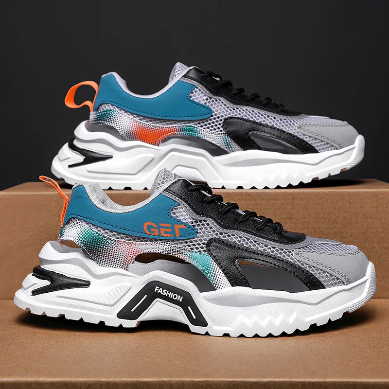 Men's Road Running Minimal Shoes Air Hole Sneakers Fabric Air Mesh Athletic Low-top Lace up Sport Light-weight Summer Breathable