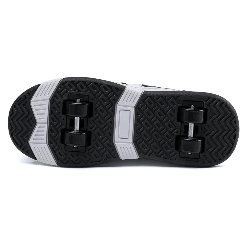 Unisex Kick Roller Shoes Factory Price Breathable Leather Upper Safe Young Two-Wheeled Outdoor Skate Roller Shoes Various Colors