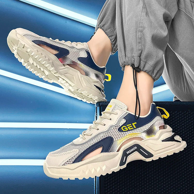 Men's Road Running Minimal Shoes Air Hole Sneakers Fabric Air Mesh Athletic Low-top Lace up Sport Light-weight Summer Breathable