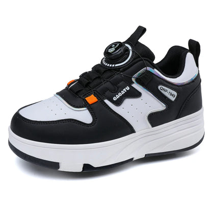 Unisex Kick Roller Shoes Factory Price Breathable Leather Upper Safe Young Two-Wheeled Outdoor Skate Roller Shoes Various Colors