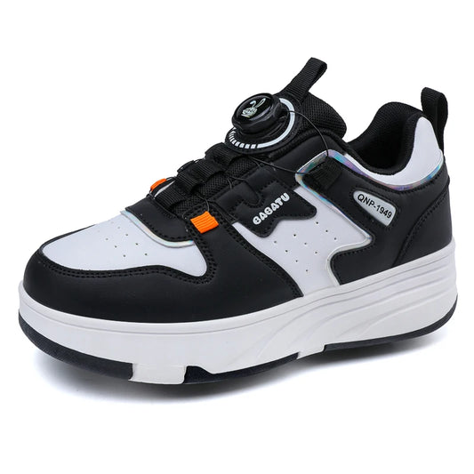 Unisex Kick Roller Shoes Factory Price Breathable Leather Upper Safe Young Two-Wheeled Outdoor Skate Roller Shoes Various Colors